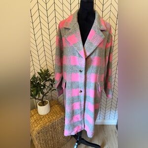 DAVI & DANI Pink and Gray Pea Coat